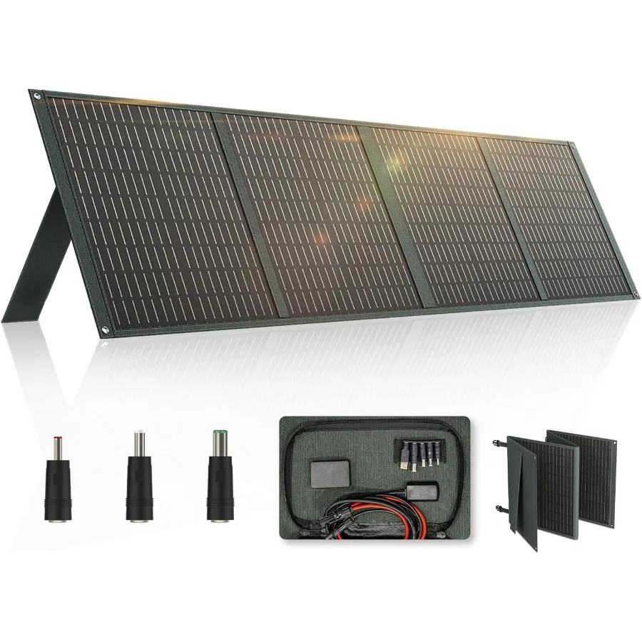 110W Foldable Solar Panel IP65 Portable Solar Panel Kit with 2 USB Outputs 18V Solar Charger for Outdoor Camping RV Travel Emer