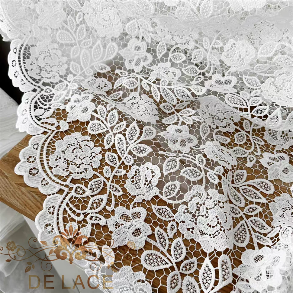 SXGN High Quality Guipure Lace Embroidery Fabric Water Soluble Hollow Out Wedding Dress Lace Fabric