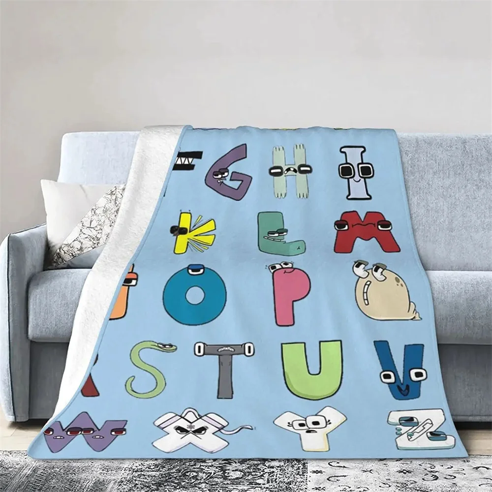 Alphabet Lore Flannel Throw Blanket Anime Cartoon Animal Super Soft Micro Suitable for Sofa Living Room All Season Lightweight