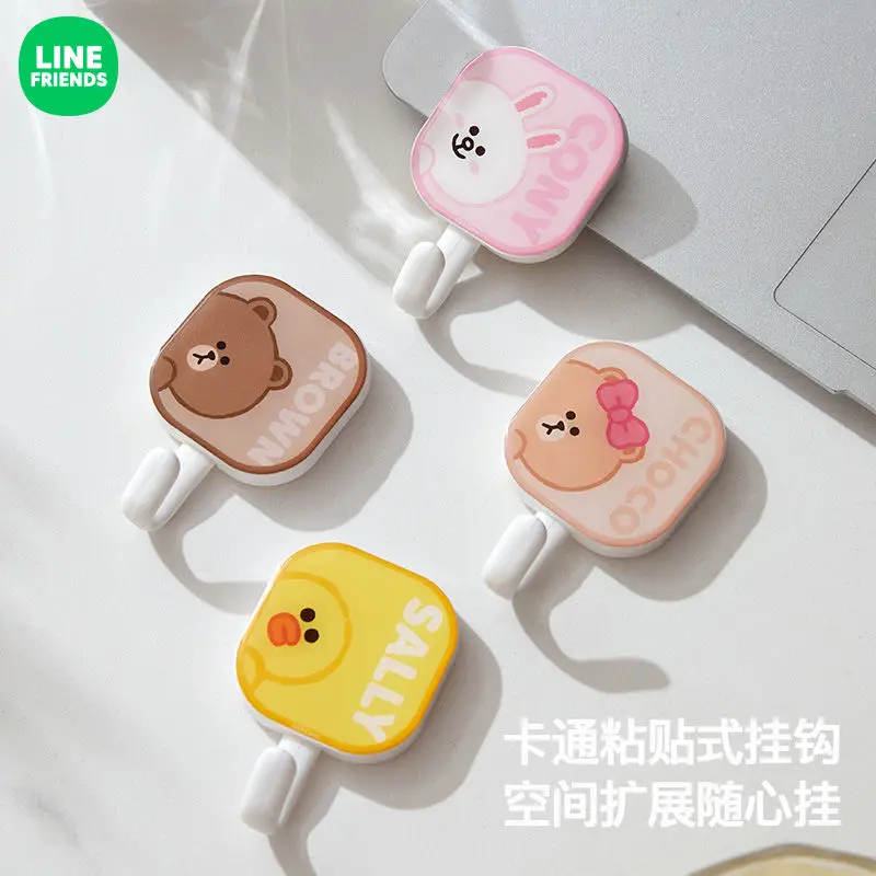 LINE FRIENDS Brown Square Droplet Crystal Hook Cony Sally Strong Adhesive Non Punching Strong Load Bearing Clothes Wall Hanging