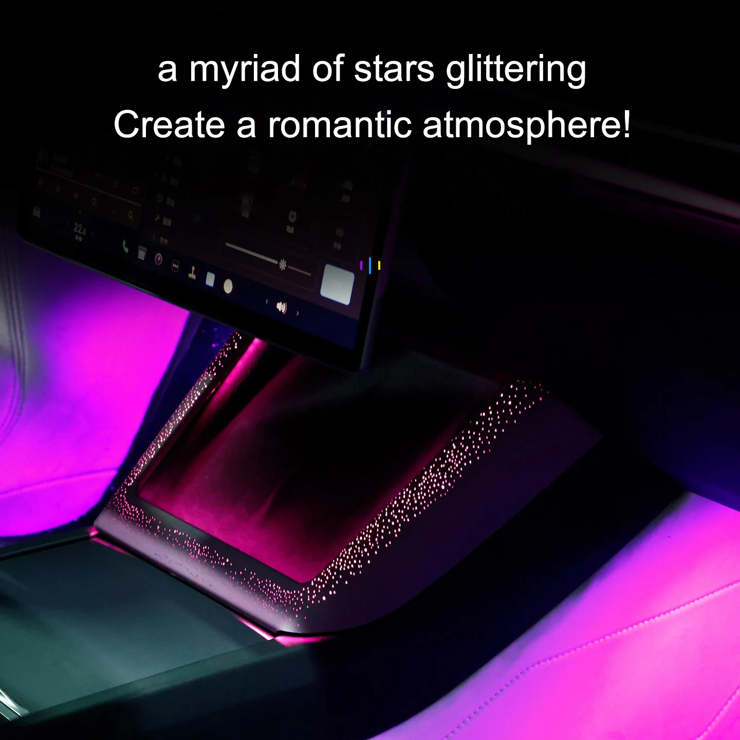 

For Tesla Model Y Juniper Laser Carved Starry Sky Atmosphere Light Strip for Model 3 Highland Wireless Charging Ambient Lighting