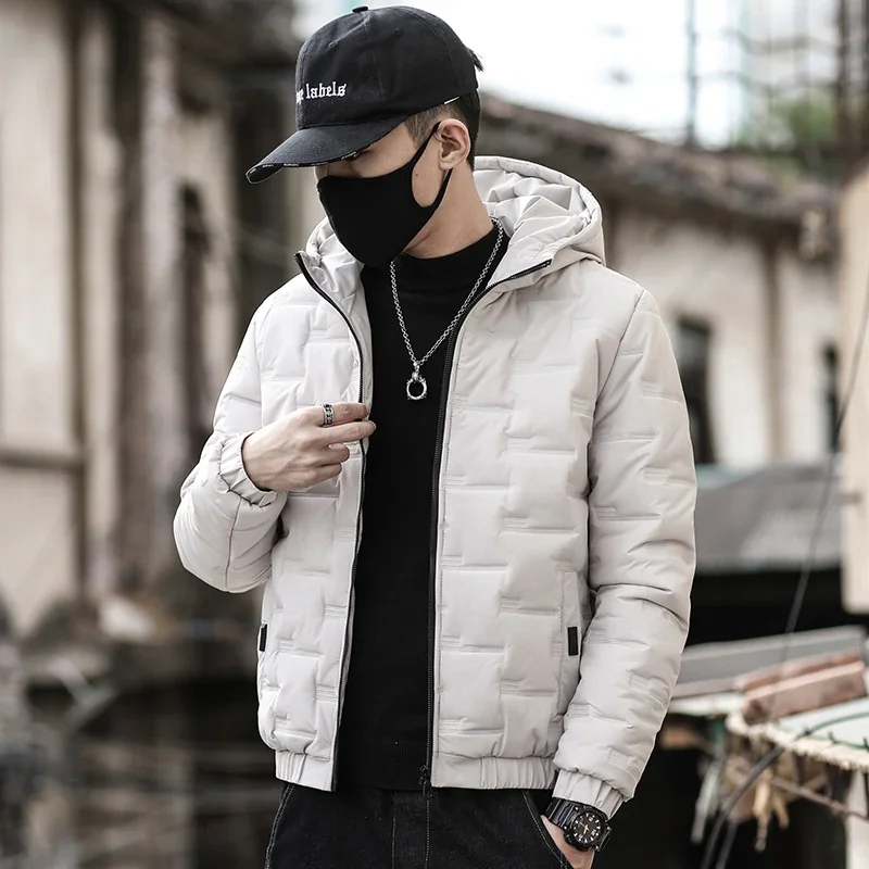 

Jacket Warm Windproof Short Daily Casual Down Jacket Cotton Daily Coat Parka Padded Jacket Winter Style Men Hooded Warm Fashion