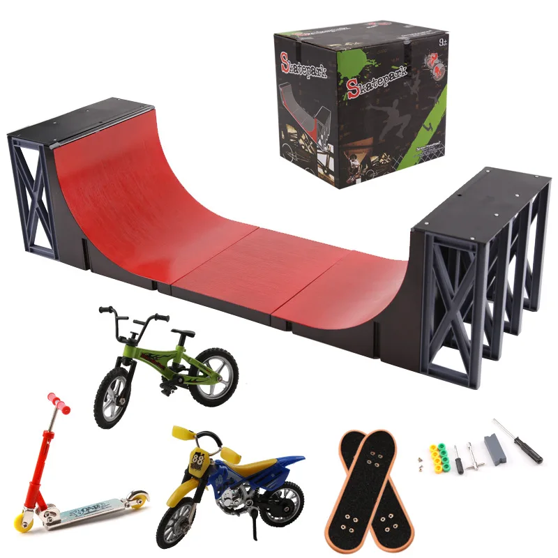 U-shaped Venue Mini Finger Bicycle Motorcycle Skateboard Ground Set Alloy Model Diecast Simulation Gifts Toys for boys