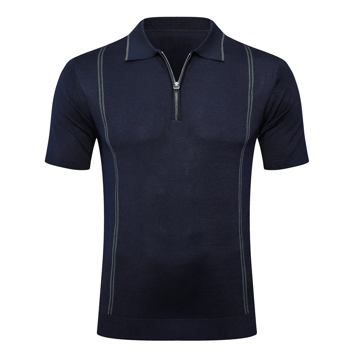 

OECHSLI polo shirt silk men 2025 New breathable Business elastic short sleeve thin zipper quality big size M-5XL