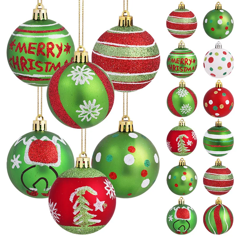

12PCS Christmas Ball Ornaments 6cm Round Plastic Hanging Glitter Elf Balls for Christmas Tree Home Decoration 2026 New Year Gift