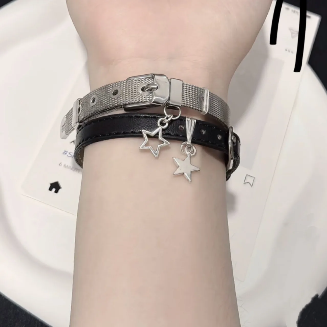 Y2K Sweet Cool Girl Star Pendant Adjustable Layered For Women Millennial Style Niche Design Titanium Steel Bracelet