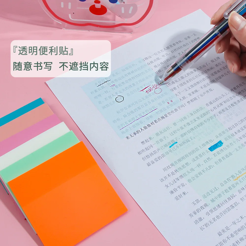 

50pcs Transparent Writable Sticky Note Pad Waterproof School Note Keep Pad Scrapbooking Decorate Sticker Material