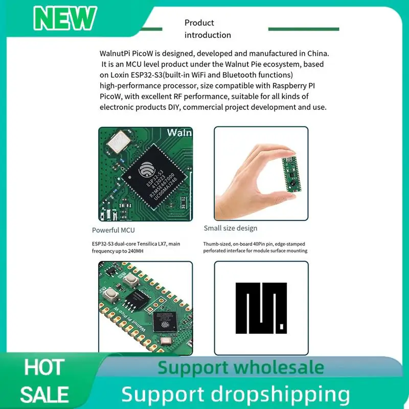 Solid 1 Piece For Walnut Pi Picow Espressif ESP32-S3 Development Board 2.4G Wifi 802.11 B/G/N Bluetooth 5 PCB For Raspberry Pi P