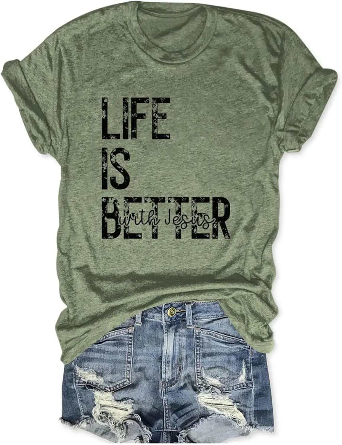 Life is Better with  Shirts Women Inspirational T-Shirt Faith Graphic Shirt Summer Casual Christian Tees Tops