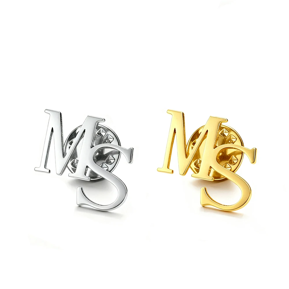 

YOUSHANG Customized initials brooch personalized stainless steel nameplate pin wedding clothing accessories gift