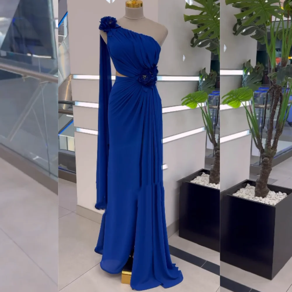 Jersey Flower Graduation Straight One-shoulder Bespoke Occasion Gown Long Dresses