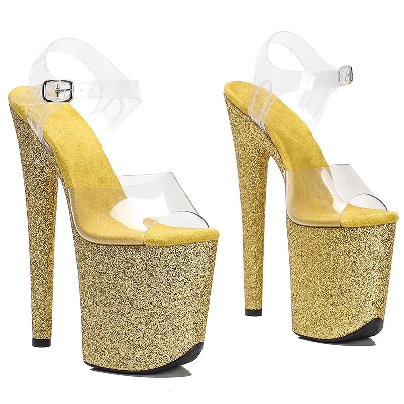 

Women's 20CM/8inches PVC Upper Plating Platform Sexy High Heels Sandals Pole Dance Shoes 072