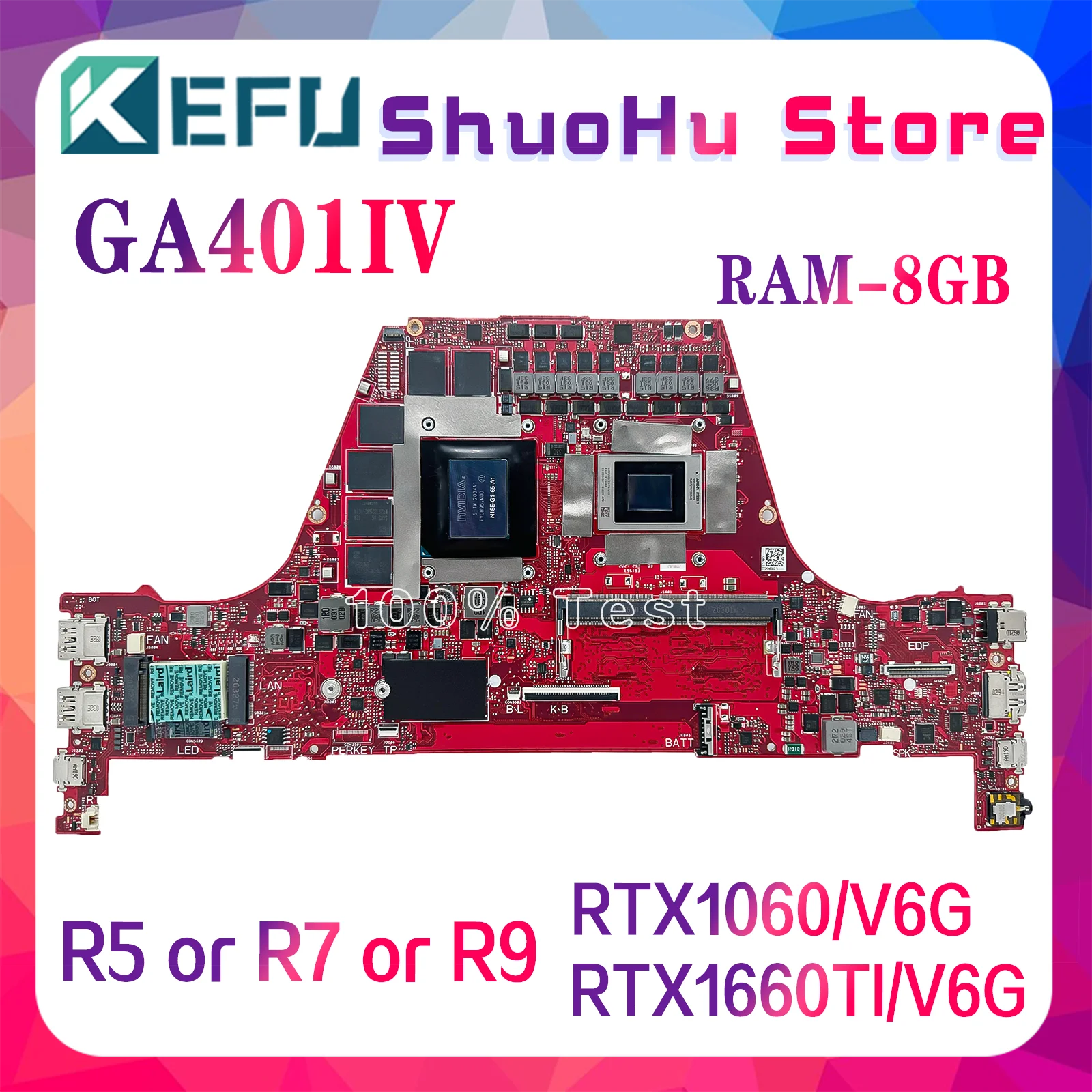 

KEFU GA401I Mainboard For ASUS ROG GA401IV GA401IU GA401II GA401IVC Laptop Motherboard R5 R7 R9 GTX1650Ti RTX1660Ti RTX2060