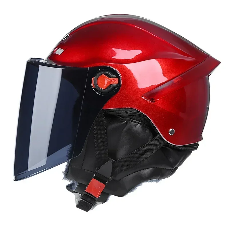 

New Motorcycle Flip Up Open Face Helmet, Clear/ Brown Visor, With Removable Winter Neck Scarf, Adult Open Face Street Bike Helme