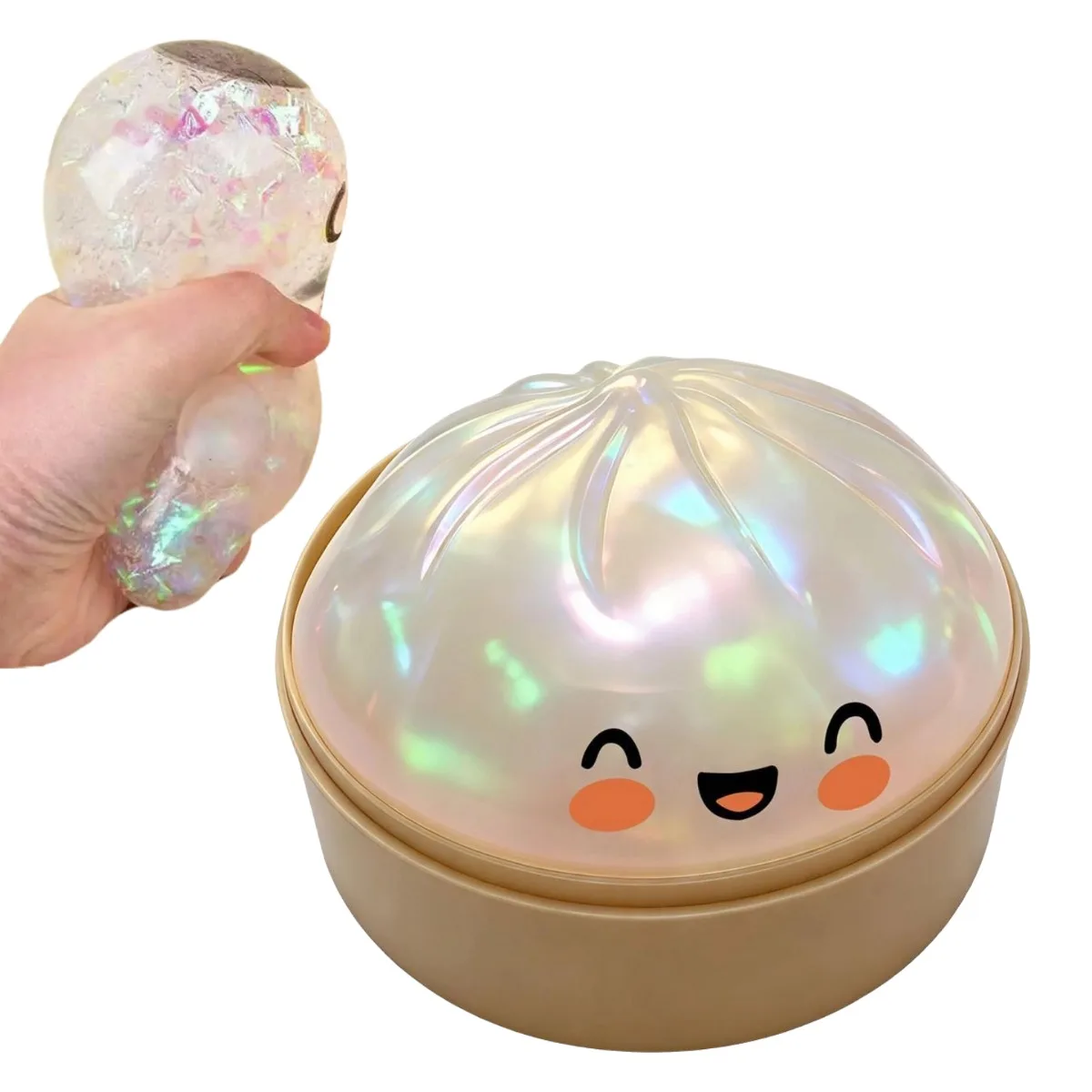 Realistic Crystal Steamer Bun Slow Rising Squishy Toy Soft Dumpling Stress Ball Reusable Fidget Desk Toy Children Fun Relax Gift