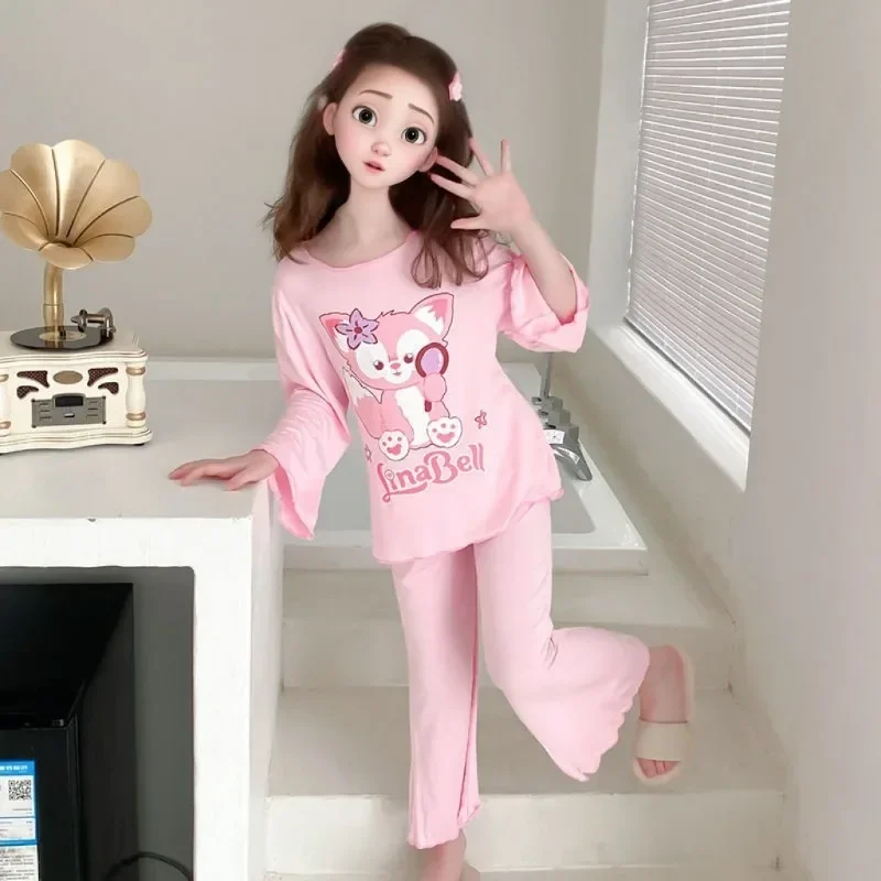 Kuromi  Anime Kawaii Sanrio Ins Long Sleeve Hooded Pants Pajama Cute Cinnamoroll My Melody Homewear Clothing Gifts for Kids