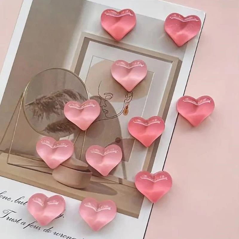10 Pcs Heart Shaped Refrigerator Magnets Set Strong Plastic Water Ripple Design Magnetic Whiteboard Picture Fridge Accessories