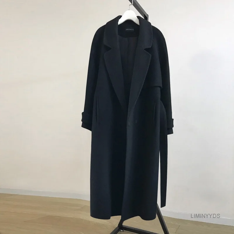 Trench da donna in misto lana primavera capispalla elegante Cardigan allentato Casual cappotto in Cashmere femminile versione coreana