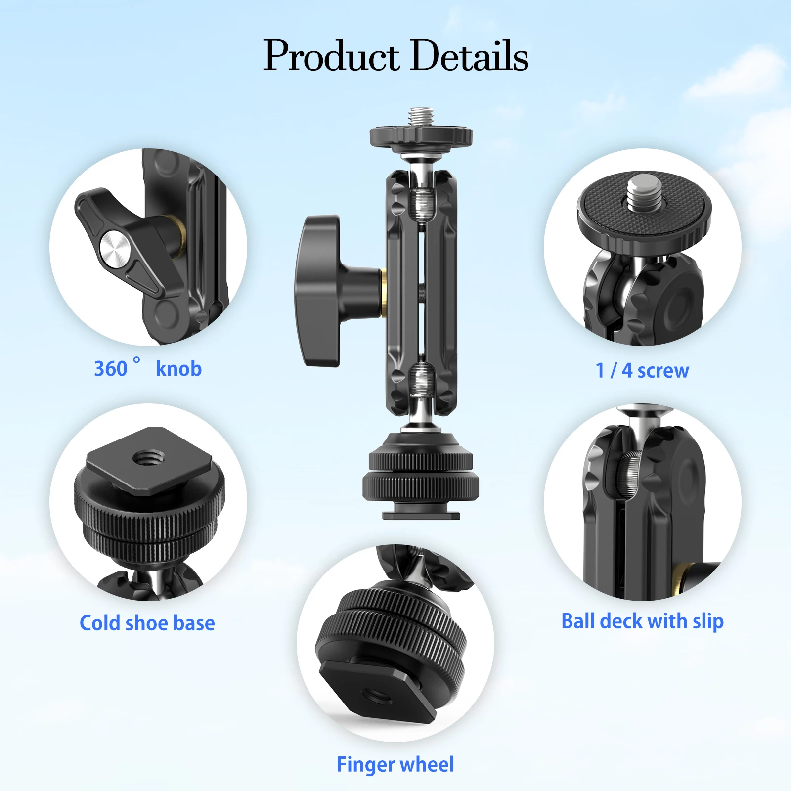 Ulanzi R098 Cold Shoe Adapter Mount Magic Arm 1/4 "Schroef Monitor Mount Voor Video Light Dslr Slr Camera Kooi Statief Mount Stand