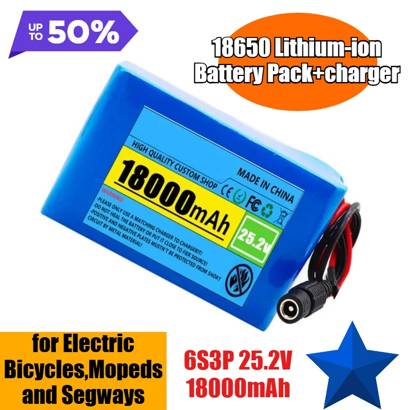 

6S3P 25.2V 18000mAh 18650 Lithium-ion Battery Pack+charger,for Electric Bicycles,Mopeds and Segways