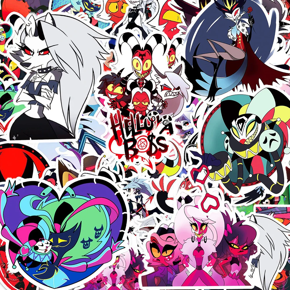 10/30/50 قطعة كول أنيمي Helluva Boss الكتابة على الجدران ملصقات مقاوم للماء DIY بها بنفسك محمول الأمتعة الهاتف الغيتار مضحك الكرتون الشارات لعبة هدية