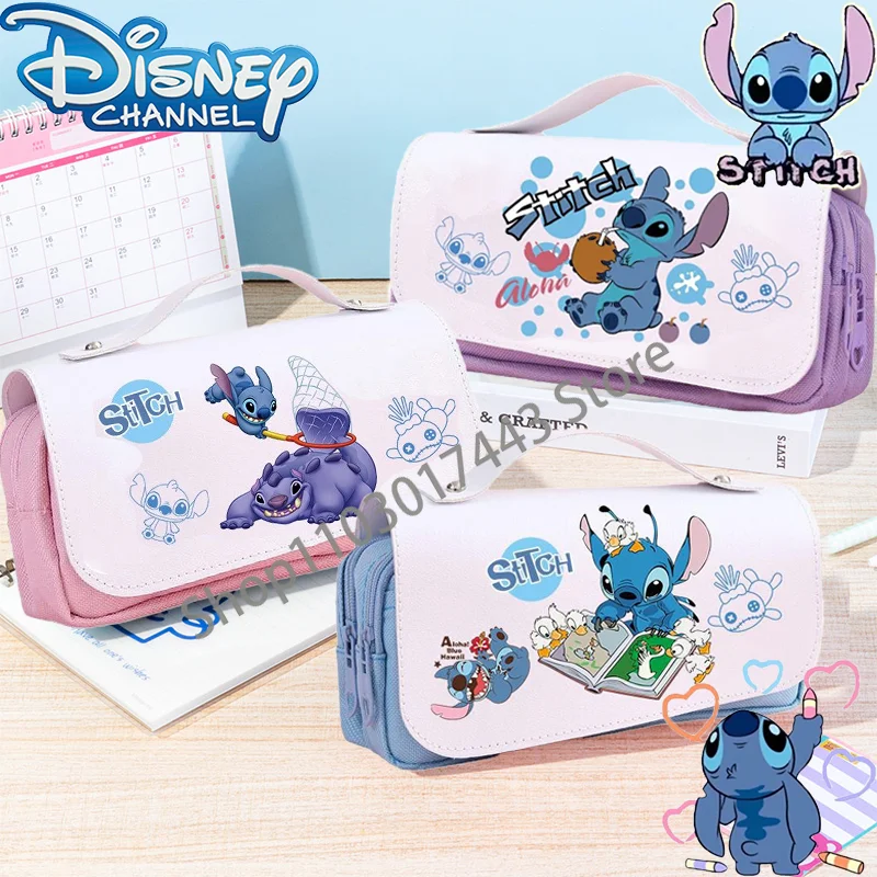 

Disney Stitch Pencil Case Large Capacity Cartoon Student Stationery Box Storage Pen Case Office School Supplies Pencil Cases Bag