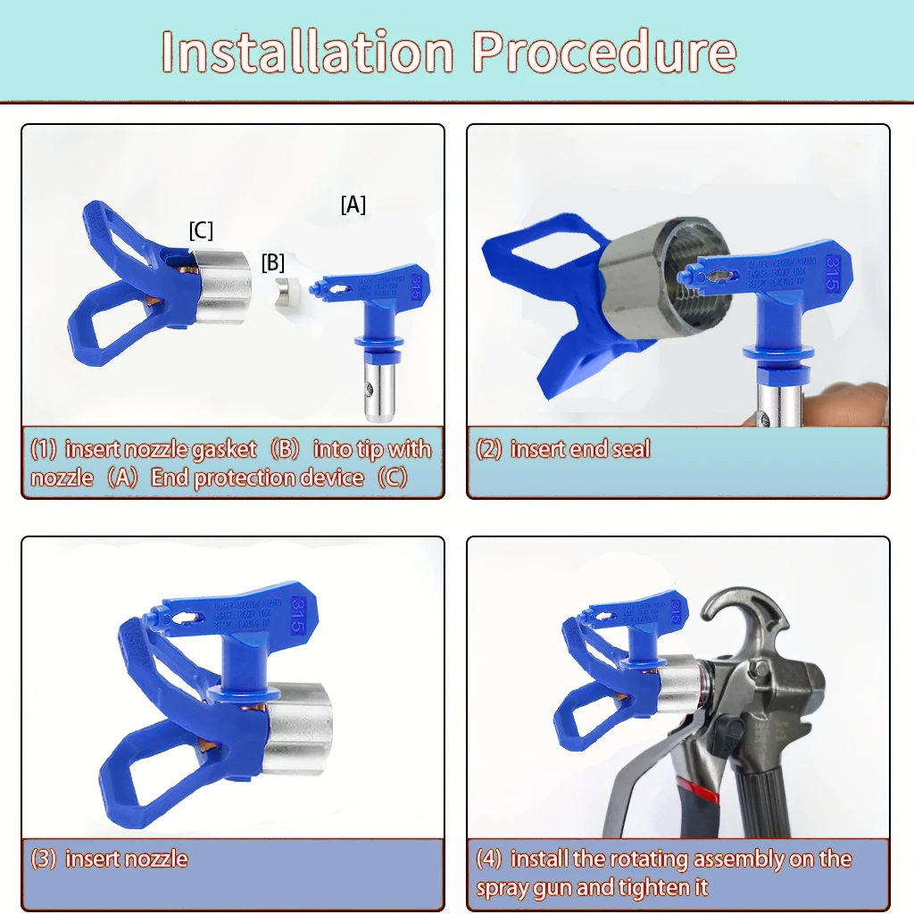 Airless Paint Nozzles Set Reversible Spraying Machine Tips Airless Paint Sprayer Nozzle Kit Sprayer Spraying Machine Accessory