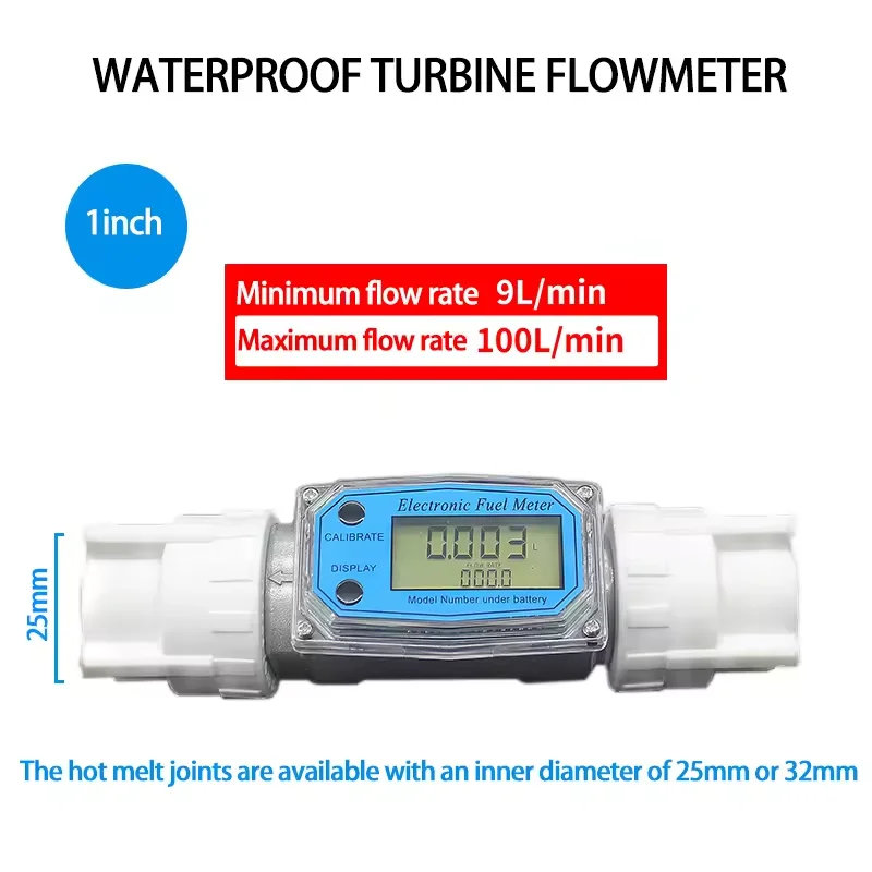 High Temperature 120℃ Liquid Digital Turbine Water Flow Meter SS304 2inchTurbine for Water Fuel diesel