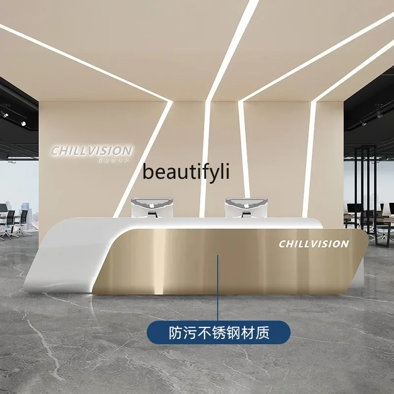 

1Company front desk beauty salon stainless steel checkout page Hotel paint special-shaped bar