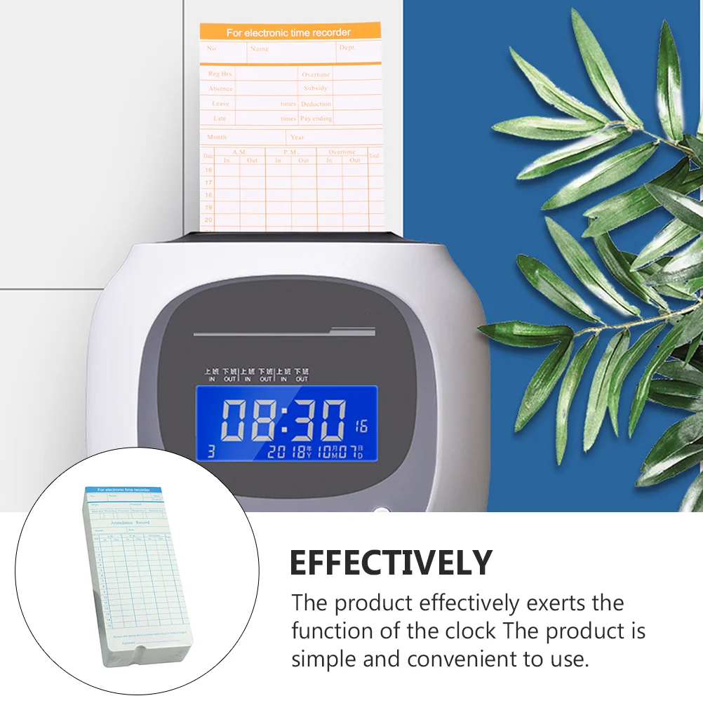 100 Sheets Attendance Card Office Clock Time Record for Employee Paper Cards Timing Staff Recording