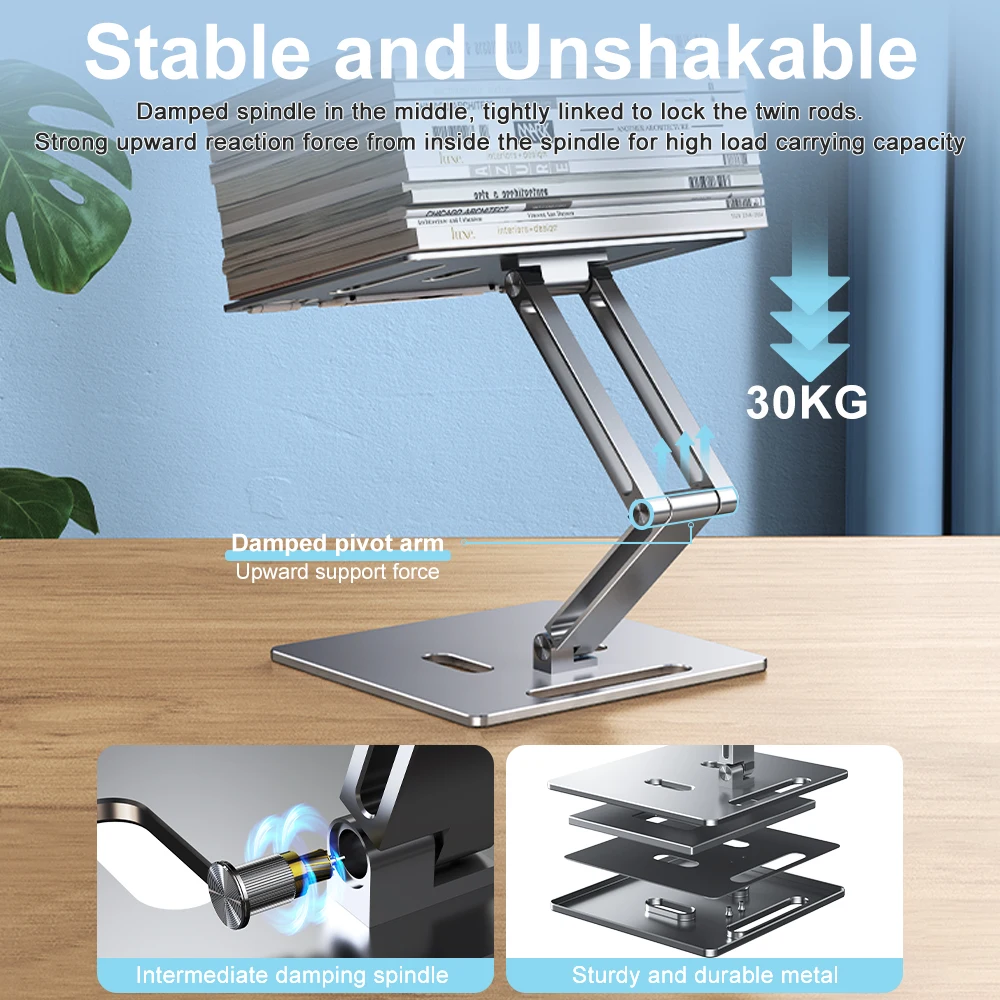 Aluminum Laptop Stand Height  Angle Adjustable Reading Stand with Foldable Base Notebook Desktop iPad Stand Tablet Stand Holder