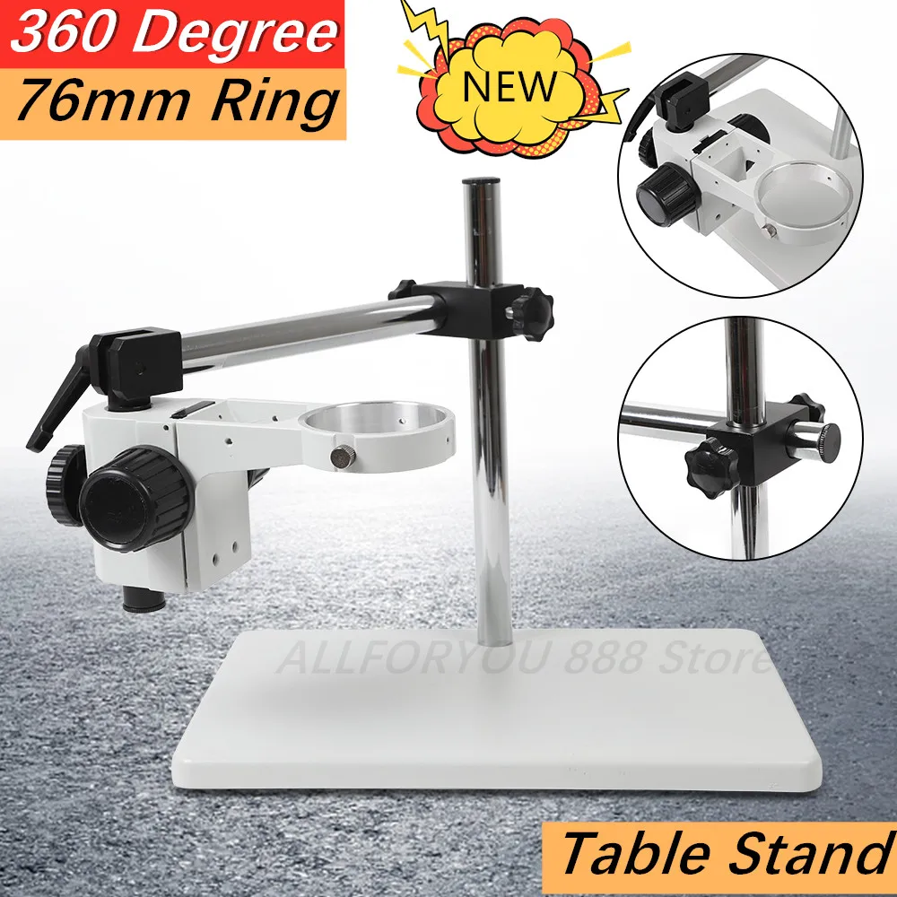 Heavy Duty Boom Large Stereo Table Stand 360 Degree Microscope Table Stand 76mm Ring