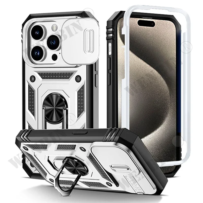 Hülle für iPhone 17 16 16e 15 14 13 12 11 Pro Max Plus Mini XS XR 8Plus 8 7SE Heavy Duty mit Kamera 360 Grad Kickstand Cover