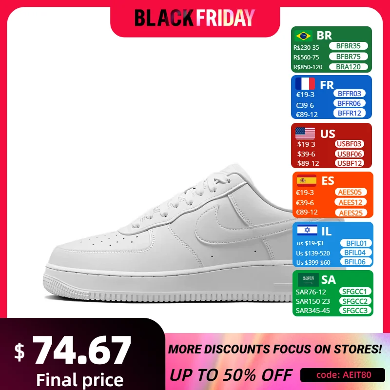 Nike Air Force 1 07 Men and Women Casual Sneakers Af 1 Sports Retro Skateboarding Shoes Black and White