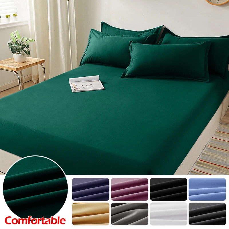 100% Cotton Fitted Sheet With Elastic Bands Non Slip Adjustable Mattress Covers For Single Double King Queen Bed 140/160/200cm