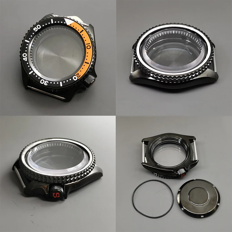 

42mm Black SKX007 Watch Case Sapphire Crystal Glass Fit NH35 NH36 NH38 4R 7S Movement 28.5mm Dial SRPD Watch Cases Modified Part