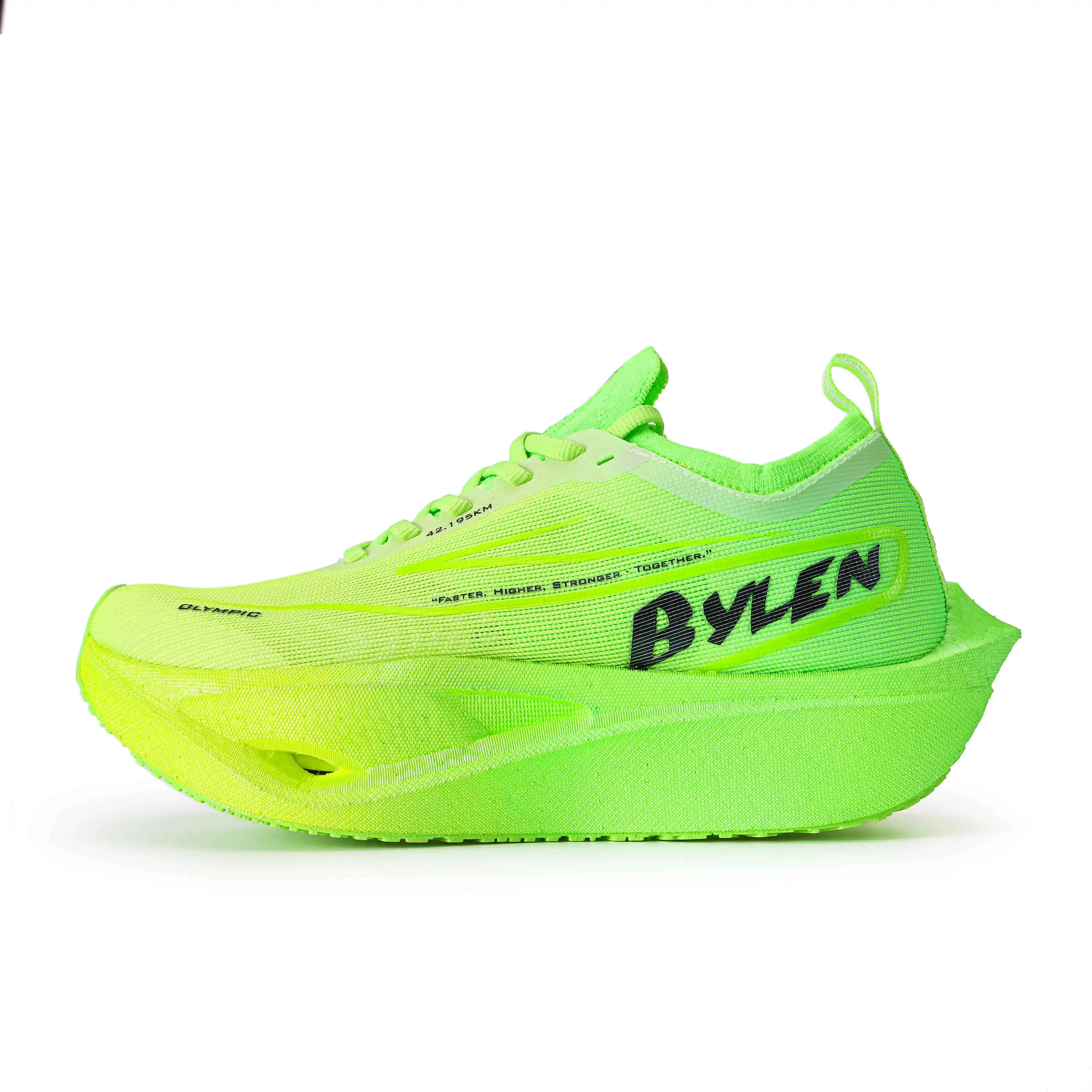 BYLEN Men Running Shoes Marathon Full Palm Carbon Plate Racing Breathable Cushioning Non-Slip Sneakers Male