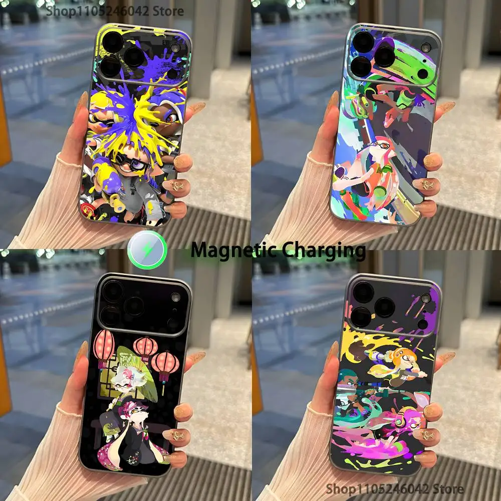 

Game S-Splatoon For iPhone 17,16,15,14,13,12,11,Pro,Max,Plus Magnetic Wireless Charging Transparent gray Phone Case