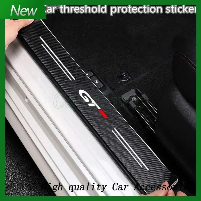 Carbon Fiber Car Stickers Door Sill Protector Bumper Protection Tape for gt letter gti gtline 508 5008 3008 208 2008 308