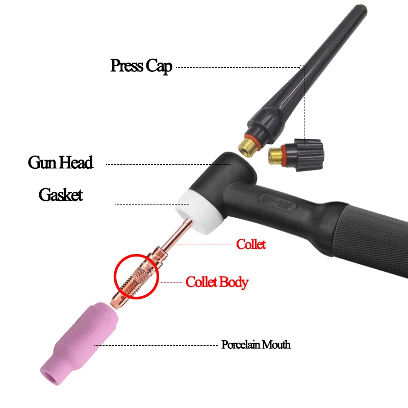 5/10 peças WP-17/18/26 acessórios para máquina de solda a arco de argônio 1.6mm/2.0mm/2.4mm/3.0mm/3.2mm corpo de pinça de tungstênio tig e pinça