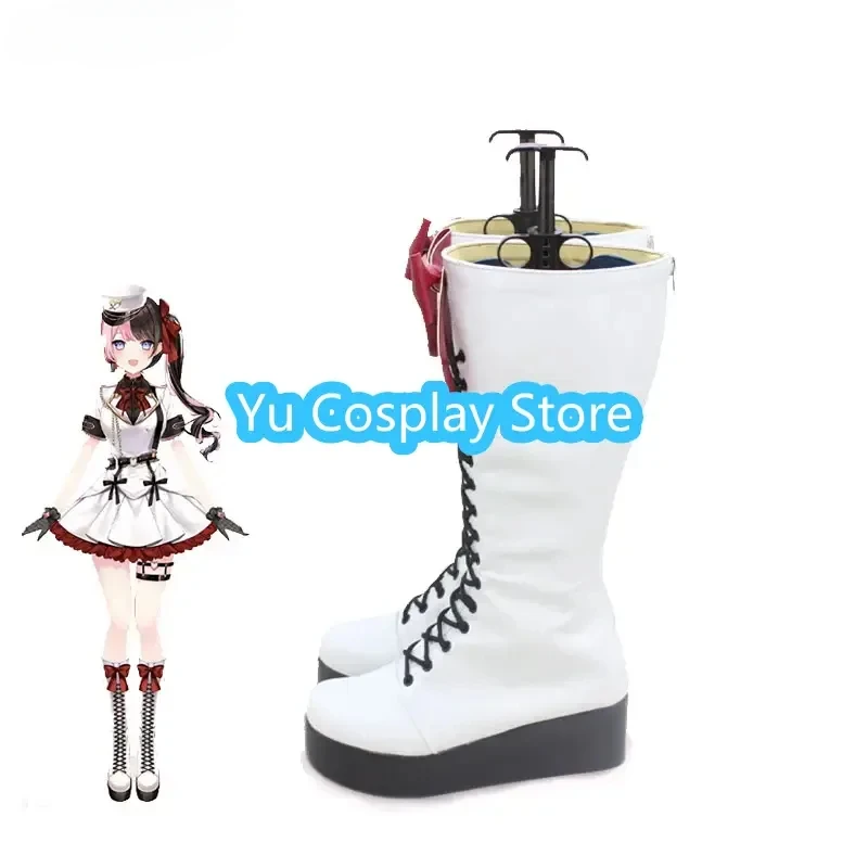 Vtuber Hinano Tachibana Scarpe Cosplay Stivali di Carnevale di Halloween Scarpe in pelle PU Puntelli Cosplay Su misura