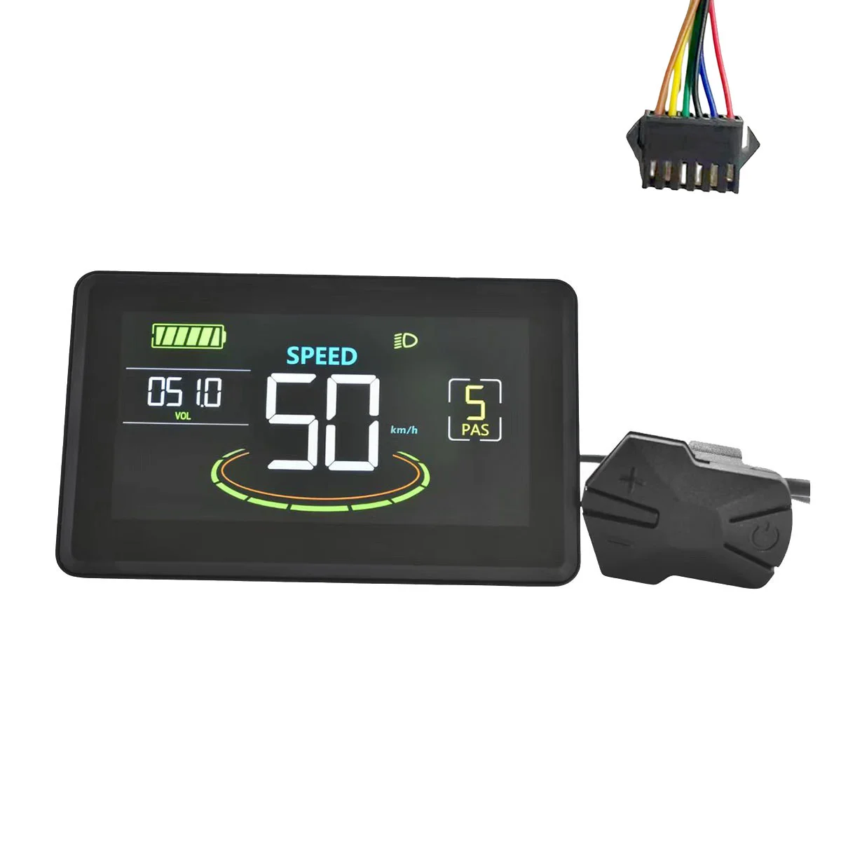 H6C Electric Bike LCD Display Meter 24V-60V E Scooter LCD Panel Color Screen with USB UART for Electric Bike(SM 6PIN)