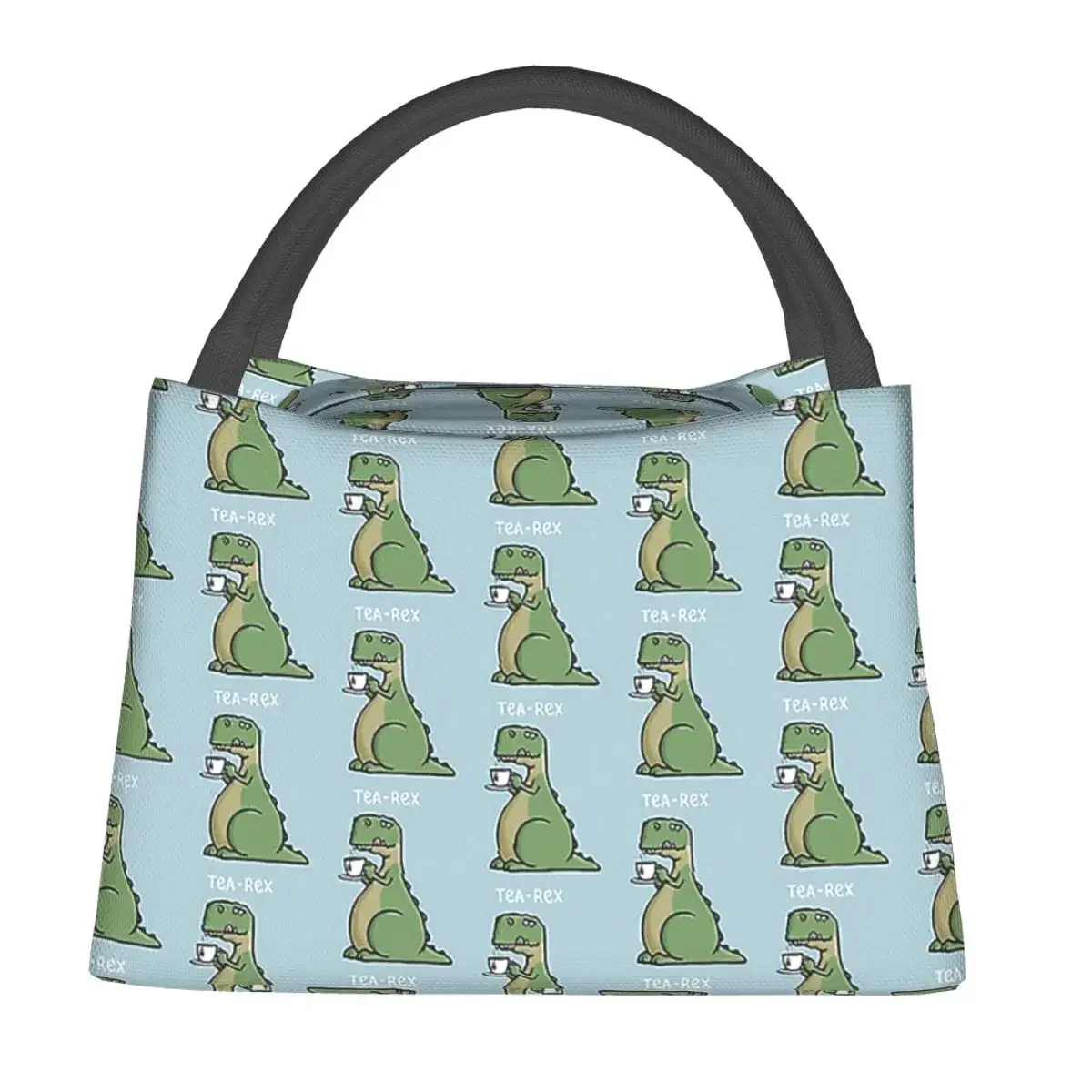 Tea-Rex - Funny T-Rex Dinosaur Tea Pun Cartoon Illustration Lunch Bags Insulated Bento Box Lunch Tote Picnic Bags Thermal Bag