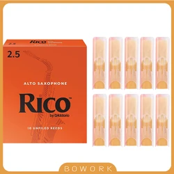 Professional Saxophone Reeds Strength 2.5# Reed By D’ Addario US RICO Reeds 2.5 Reeds Alto Saxphone With Vacuum-Seal Orange Box