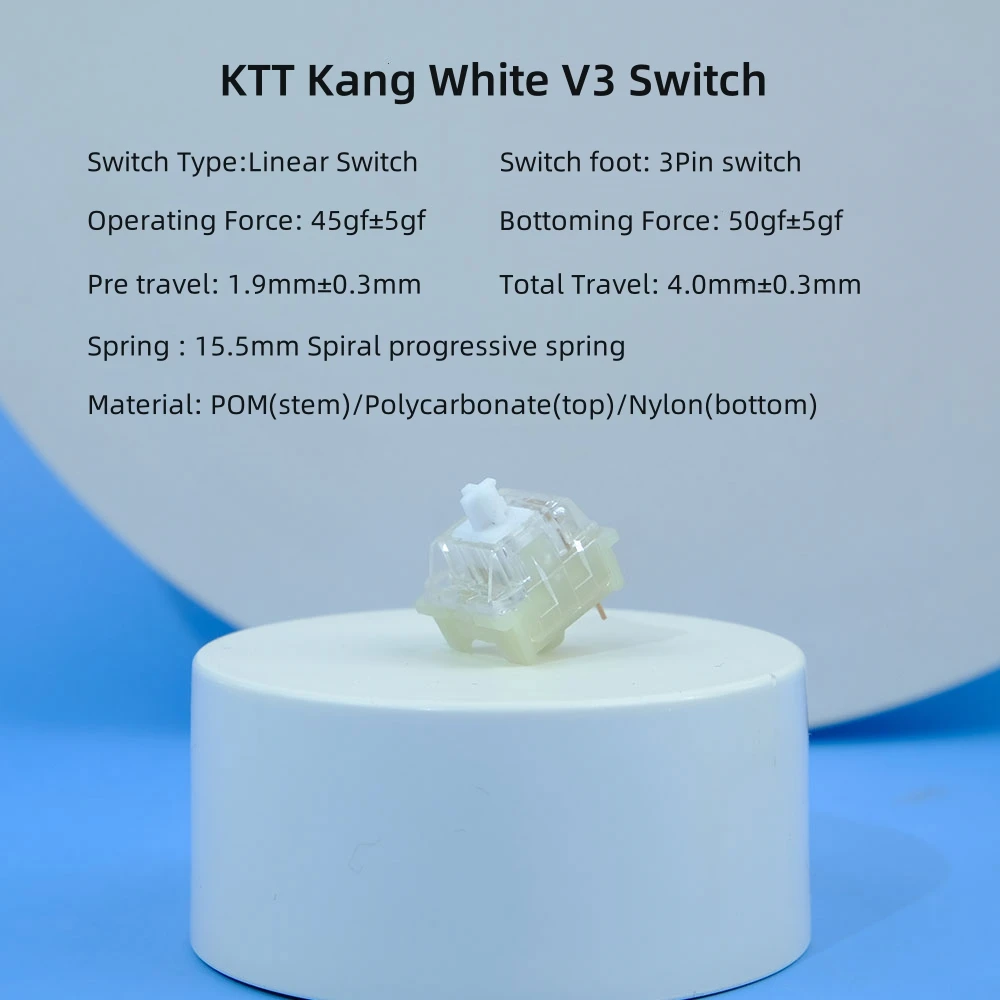 KTT Kang White V3 Переключатели Механическая клавиатура Линейный переключатель 3-контактный Custom Cherry RGB SMD Gaming Hot Swap MX Switch F75 GMK67