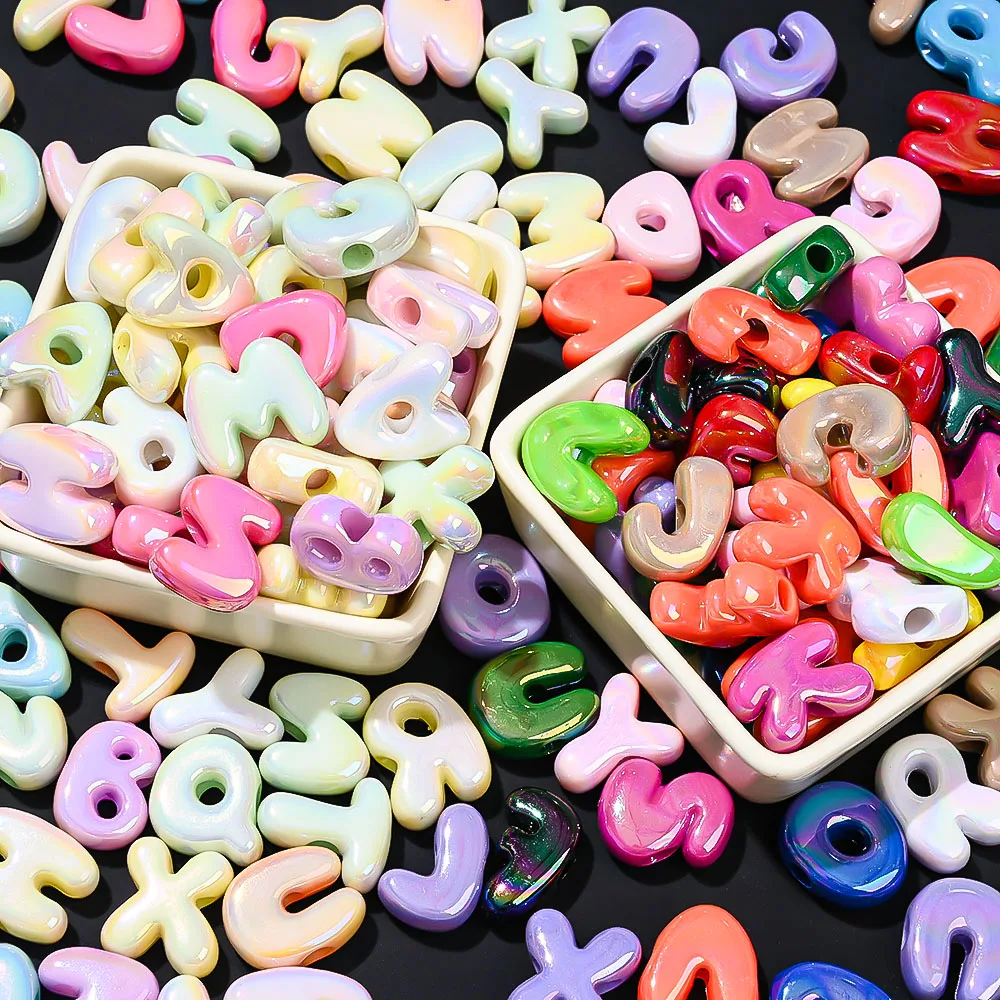 Acrylic Alphabet Beads A-Z Mixed AB Glow Ice Clear Macaron Colors Beads for DIY Cream Glue Phone Case Jewelry Making Handcraft