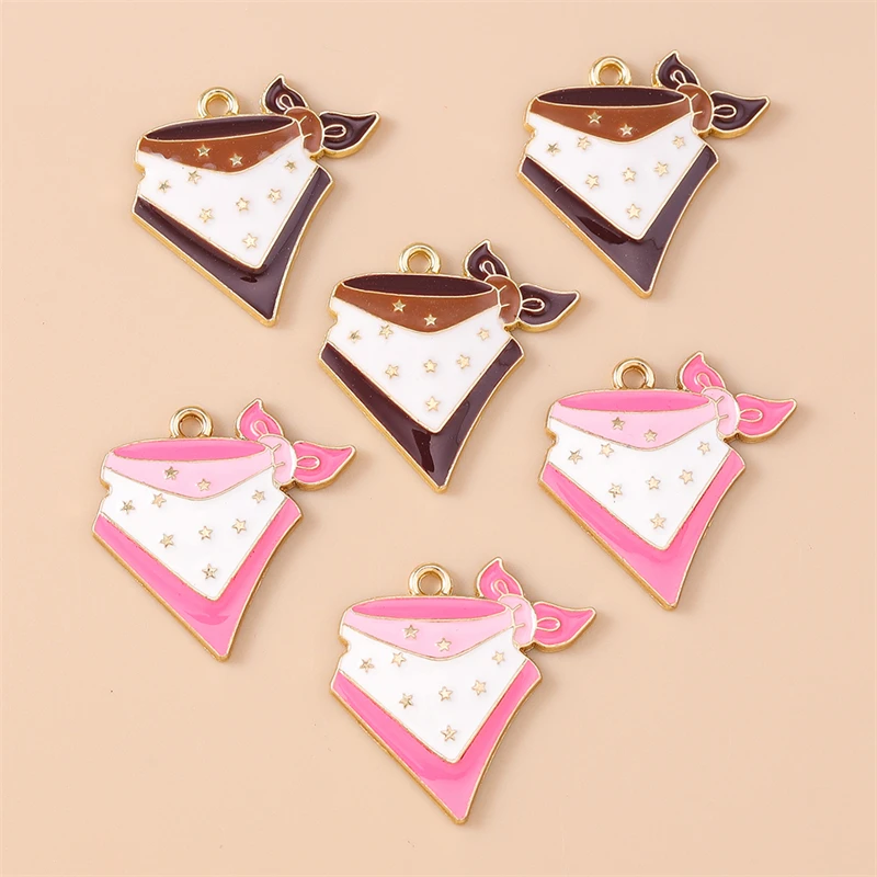 

20pcs 25x25mm Cute Enamel Silk Scarf Charms Pendants for Jewelry Making Necklaces Earrings Bracelets Accessories DIY Crafts Gift
