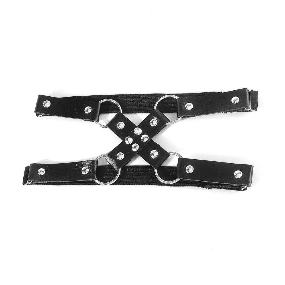 Sexy Rock Round Ring Loop Elastic X Shape Leather Belt Leg Accessories Girl Women Harness Goth Black Gothic Punk Thigh Garter