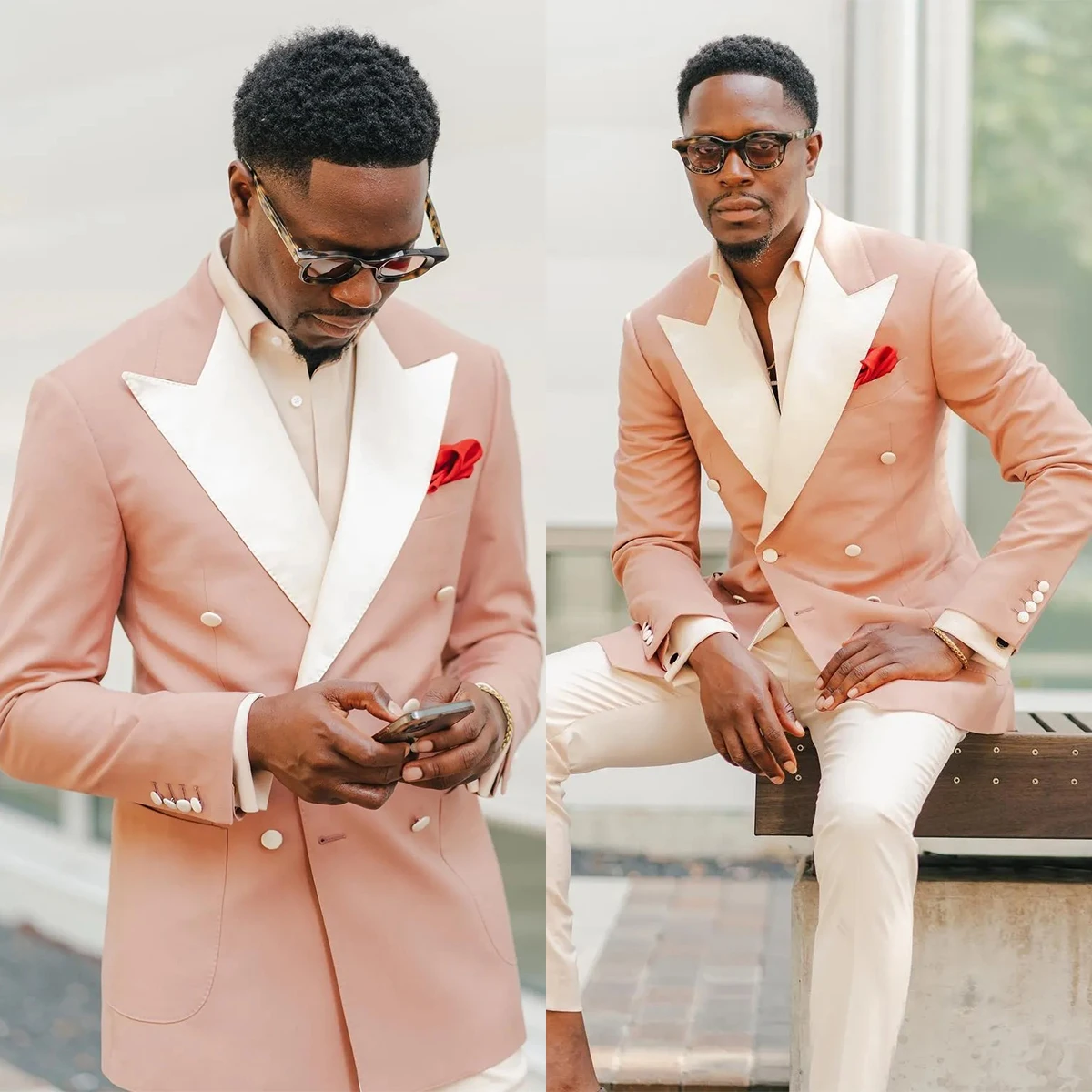 

Men Suits Peaked Lapel Tuxedo Jacket Pants Coats Groom Wedding Business Formal Customized 2 Pieces Causal Prom Gowns