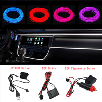 1M/2M/3M/5M Car Door LED Strip Lights Flexible Multicolor Interior Ambient Neon Wire Tube Rope Lights USB/12V